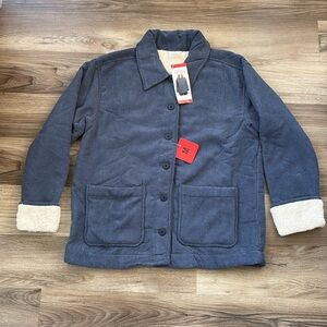 Boston Traders Women Sherpa Lined Corduroy Shirt Jacket Coat Blue M Medium